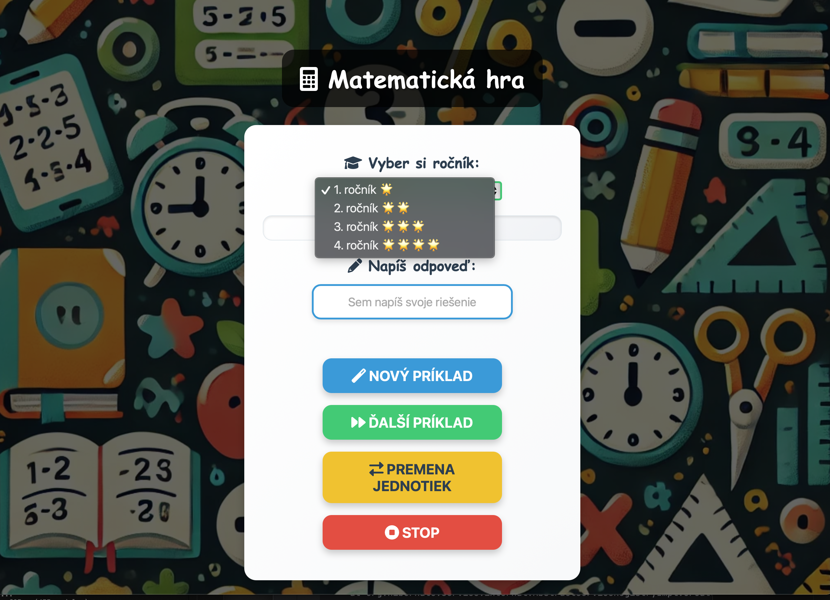 Pokročilá Matematická hra